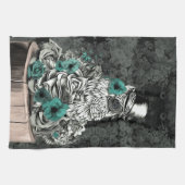 自然の花柄のフクロウの知恵 キッチンタオル (横)