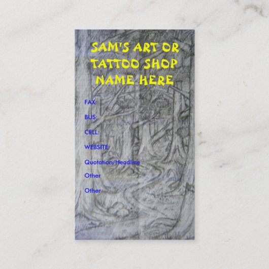 自然の芸術または入れ墨の店の名刺 名刺 (正面)