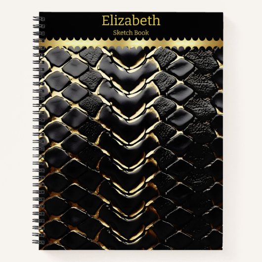 自然の芸術性を誇示するギラギラの蛇皮 ノートブック (正面)