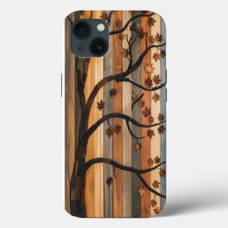 自然の芸術:木製プランクトリーのモザイクの電話ケース iPhone 13ケース