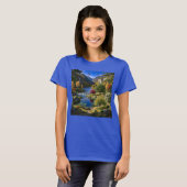 自然の荒野の風景 山と滝 Tシャツ (正面フル)