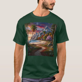 自然の荒野の風景 海のビーチ Tシャツ