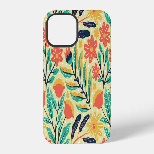 自然の葉と花のシームレスパターン iPhoneケース (裏面)