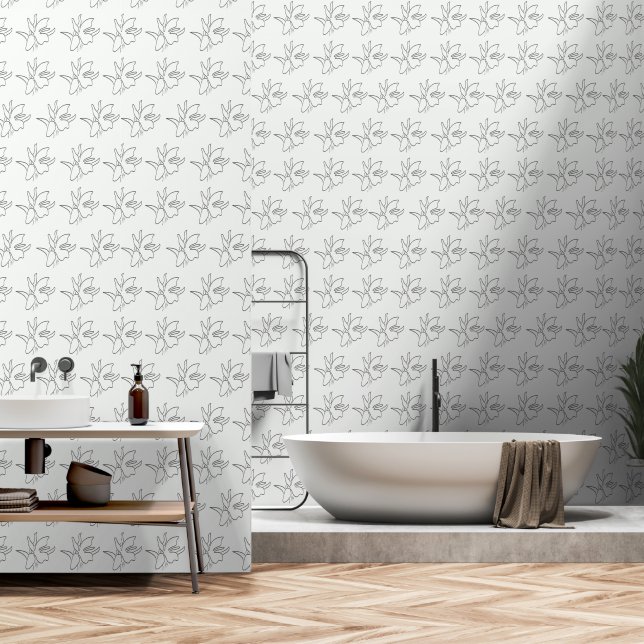 自然の蘭の花の模様デザイン  壁紙 (浴室)