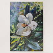 自然の調和を描いたモクレンの花の油絵 ジグソーパズル (縦)