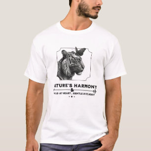 自然の調和、トラと蝶 Tシャツ
