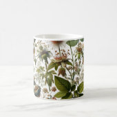 自然の調和：植物性シームレスパターン コーヒーマグカップ (中央)