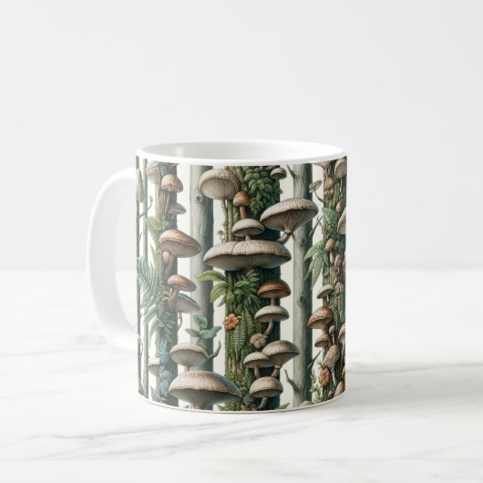 自然の調和:植物性シームレスパターン コーヒーマグカップ (正面左)