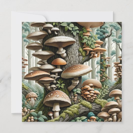 自然の調和：植物性シームレスパターン 招待状 (正面)