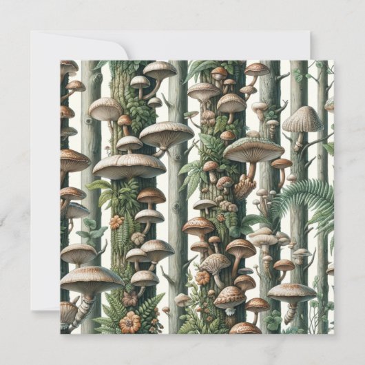 自然の調和：植物性シームレスパターン 招待状 (正面)