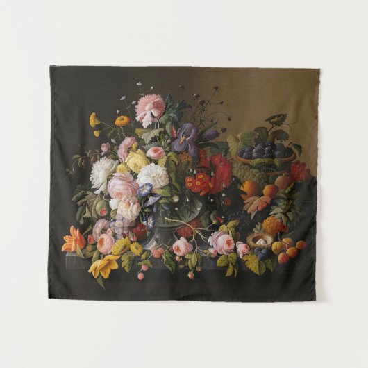 自然の豊かさ：まだ花と果実 タペストリー (正面(横))