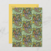 自然の豊かな野生生物コルヌコピア、フォークアート シーズンポストカード (正面/裏面)