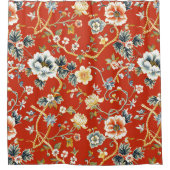 自然の赤い花柄を追加する シャワーカーテン (正面)