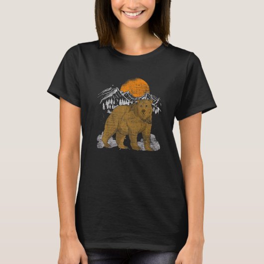 自然の野生動物茶色のクマの森の動物クマ Tシャツ (正面)