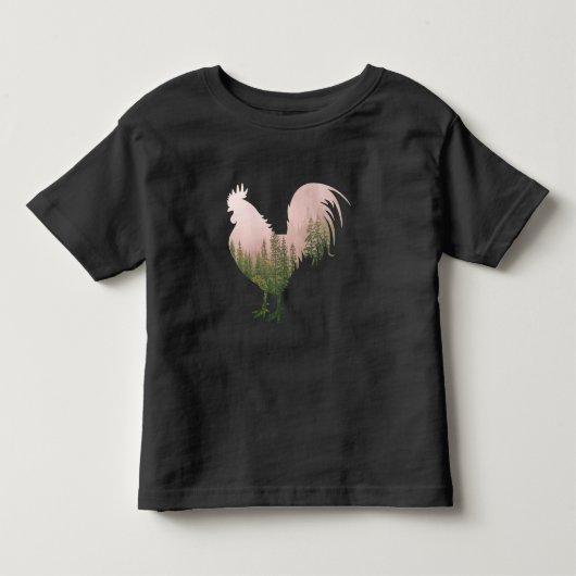 自然の雄鶏 ニワトリ 森林スタイル トドラーTシャツ (正面)