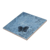 自然の青いデニムの蝶愛 タイル (側面)