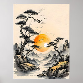 自然の静日本のかなスタイル ポスター