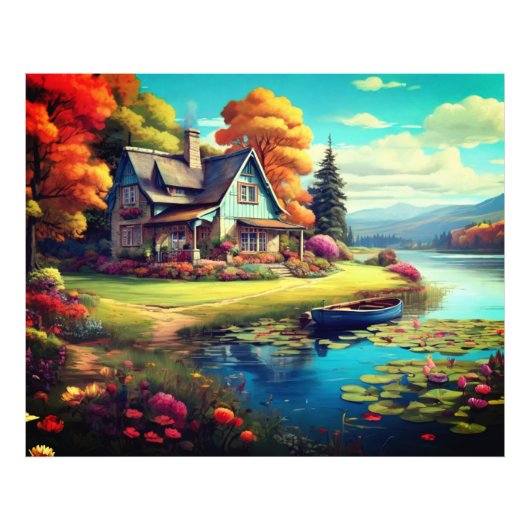 自然の風景と湖の他のコテージ-4455 フォトプリント            (正面)