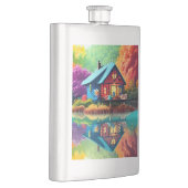 自然の風景と湖、コテージ、秋 フラスク (右)