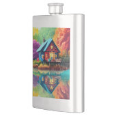 自然の風景と湖、コテージ、秋 フラスク (左)