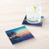 自然の風景（プールパームツリー付き）–25925 ガラスコースター (アングル)