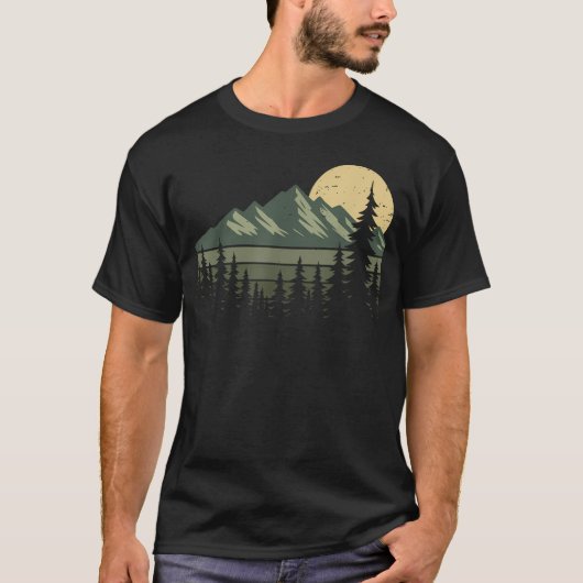 自然の風景 レトロ ハイキング ヴィンテージ Tシャツ (正面)