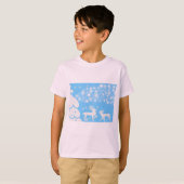 自然の風景 季節 冬 雪の結晶 鹿 Tシャツ (正面フル)