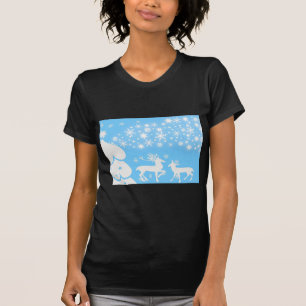 自然の風景 季節 冬 雪の結晶 鹿 Tシャツ
