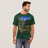 自然の風景 山 滝 湖 池 Tシャツ (正面フル)