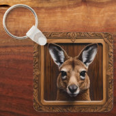 自然の飛躍: カンガルーの木版画 キーホルダー (正面)