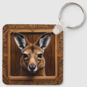 自然の飛躍: カンガルーの木版画 キーホルダー (裏面)