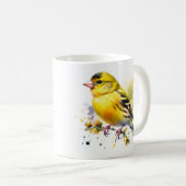 自然の黄色い鳥水色 コーヒーマグカップ (正面右)