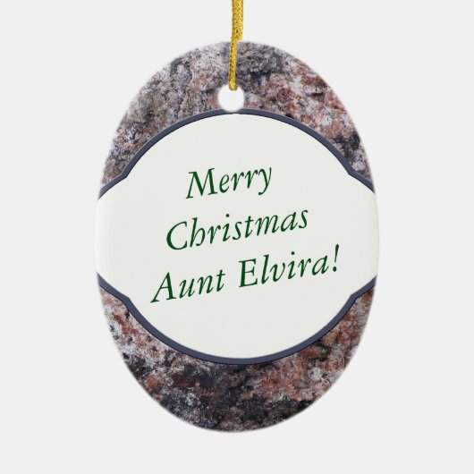 自然の2人の側面に挨拶する装飾的なピンクの石の文字 セラミックオーナメント (正面)