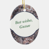 自然の2人の側面に挨拶する装飾的なピンクの石の文字 セラミックオーナメント (裏面)