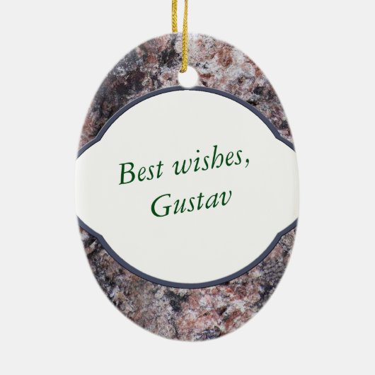 自然の2人の側面に挨拶する装飾的なピンクの石の文字 セラミックオーナメント (裏面)