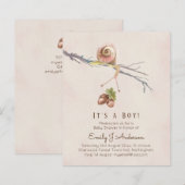 自然はカタツムリを愛する 赤ちゃん男の子 シャワー招待状 (正面/裏面)