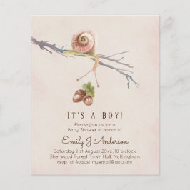 自然はカタツムリを愛する 赤ちゃん男の子 シャワー招待状