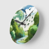 自然は地球上の生命の根幹である ラウンド壁時計 (傾斜)