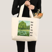 "自然は最高の芸術" 柳の風景 ラージトートバッグ (正面(商品))