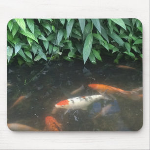 自然は池のデザインのマウスパッドのコイの魚を冷却します マウスパッド