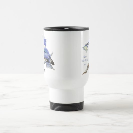 自然は神の芸術である、引用文 – キングフィッシャー、バード トラベルマグ (中央)