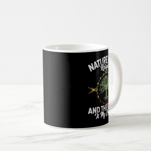 自然は私の宗教の地球は私の教会の先住民アム コーヒーマグカップ (正面右)