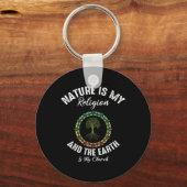 自然は私の宗教の地球は私の教会の地球の日 キーホルダー (正面)
