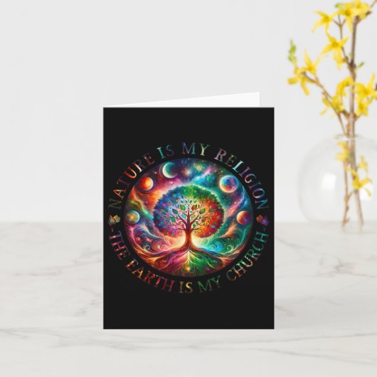 自然は私の宗教は地球は私の教会のマンダ カード (黄色い花)