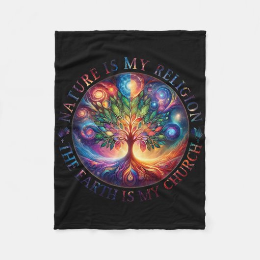 自然は私の宗教は地球は私の教会のマンダ フリースブランケット (正面)