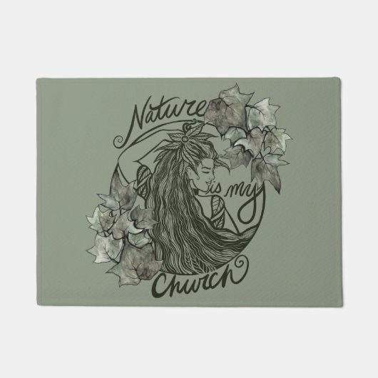 自然は私の教会のドルイド女神 ドアマット (正面)