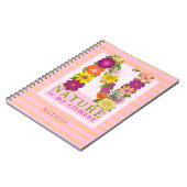 自然は私の要素フローラグリーンピンクオレンジガール ノートブック (左側)