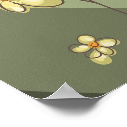 自然よくはしゃぐの花とレディバード ポスター (角)