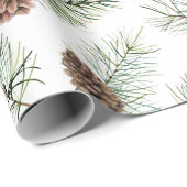 自然をテーマにした松のコーンと枝のクリスマス ラッピングペーパー (ロールコーナー)