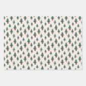 自然をテーマにした水彩クリスマスツリーパターン ラッピングペーパーシート (正面2)